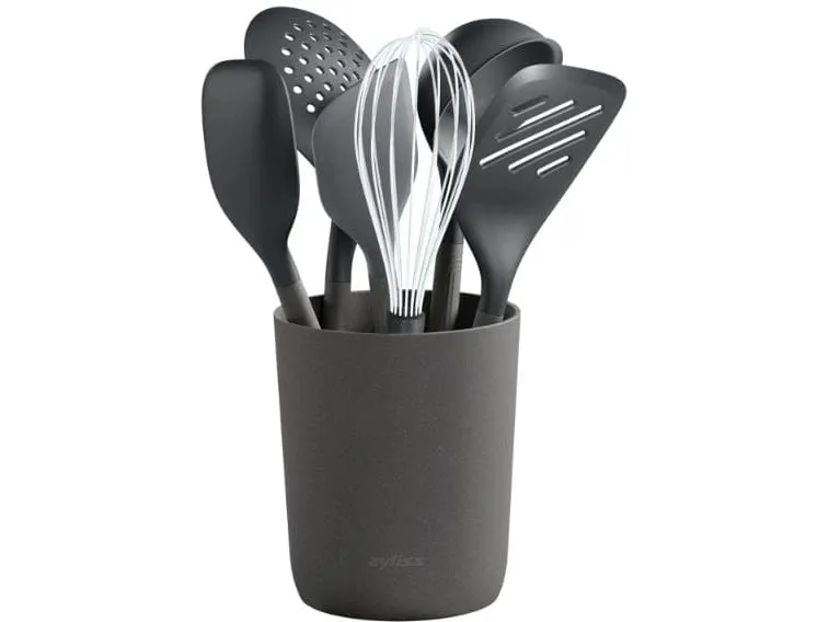 Zyliss Küchenutensilien mit Ständer 7-teilig, Grau/Silber/Schwarz Zyliss Küchenutensilien mit Ständer 7-teilig, Grau/Silber/Schwarz