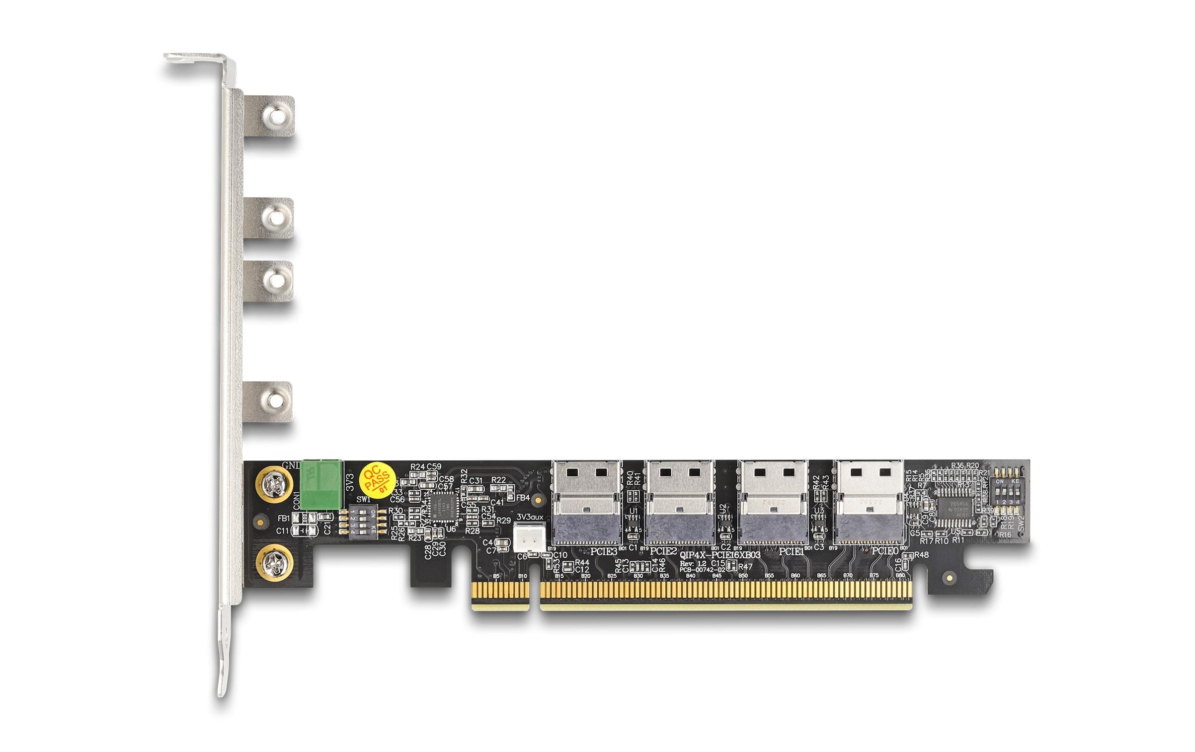Delock Host Bus Adapter PCI-e x16, 4x SFF-8654 NVMe Bifurcation