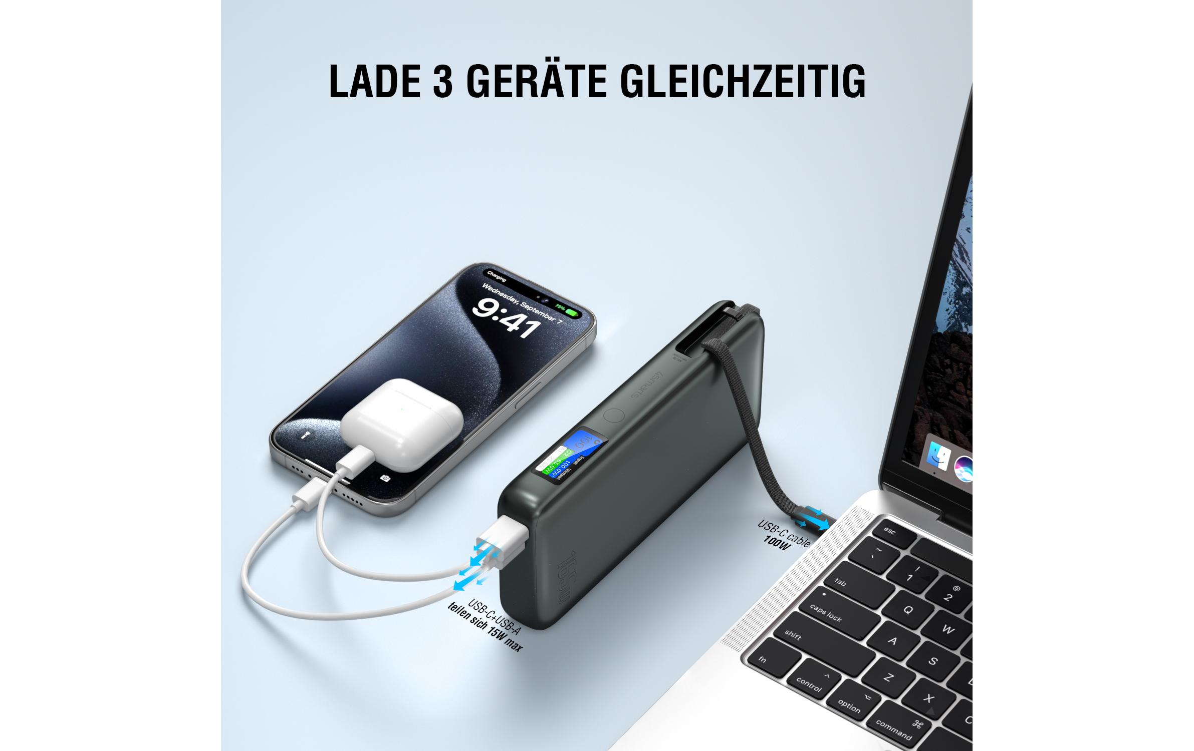 4smarts Powerbank Enterprise, 20000 mAh, 165W, Spacegrau