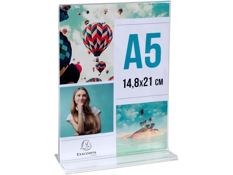 Exacompta Tischaufsteller A5 T-Form Hochformat – Kristall A5