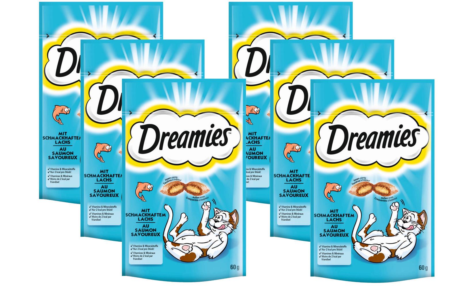 Dreamies Katzen-Snack mit Lachs, 6 x 60g Dreamies Katzen-Snack mit Lachs, 6 x 60g