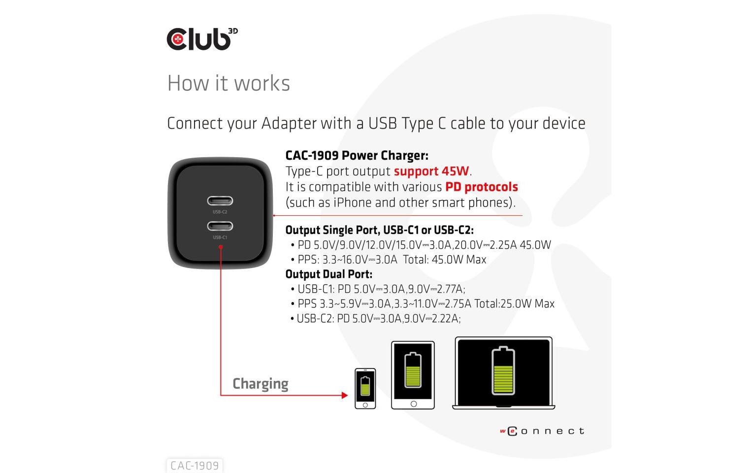 Club 3D USB-Wandladegerät CAC-1909