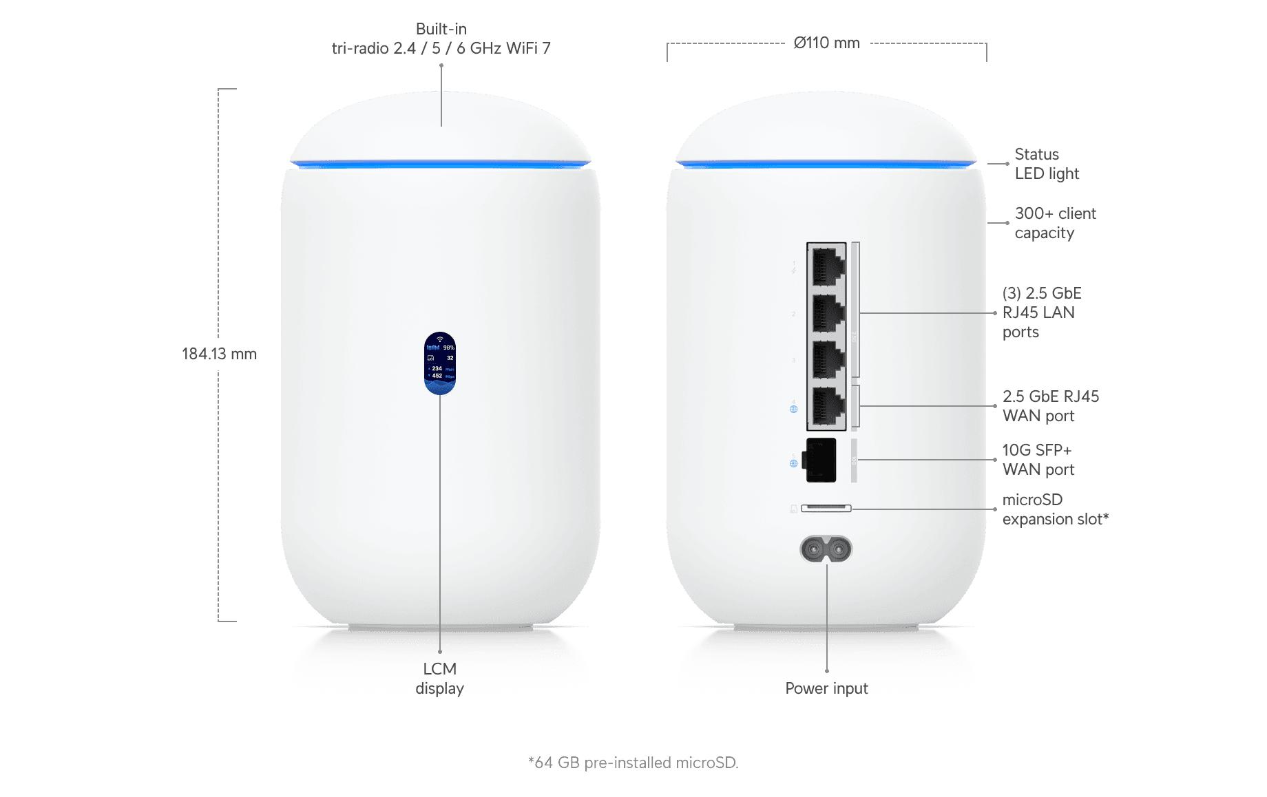Ubiquiti Router UniFi Dream UDR7 ink.64GB microSD Ubiquiti Router UniFi Dream UDR7 ink.64GB microSD