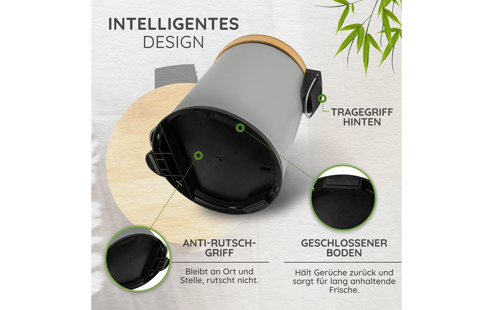 Exitoso Tretmülleimer mit Softclose-Deckel 5 l, Grau