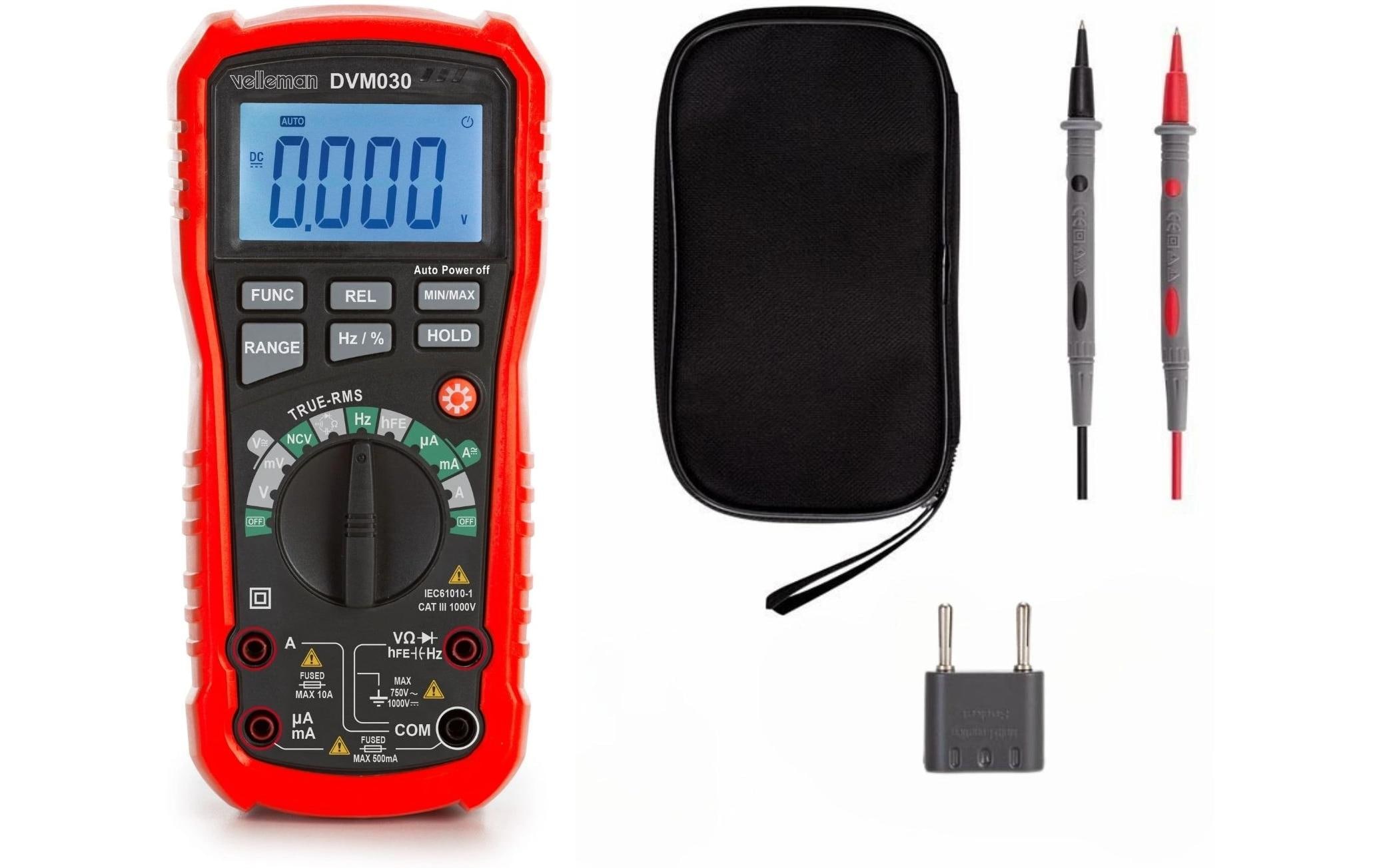 Velleman DVM030 Digital, True RMS, Auto-Range, CAT III 1000 V Velleman DVM030 Digital, True RMS, Auto-Range, CAT III 1000 V