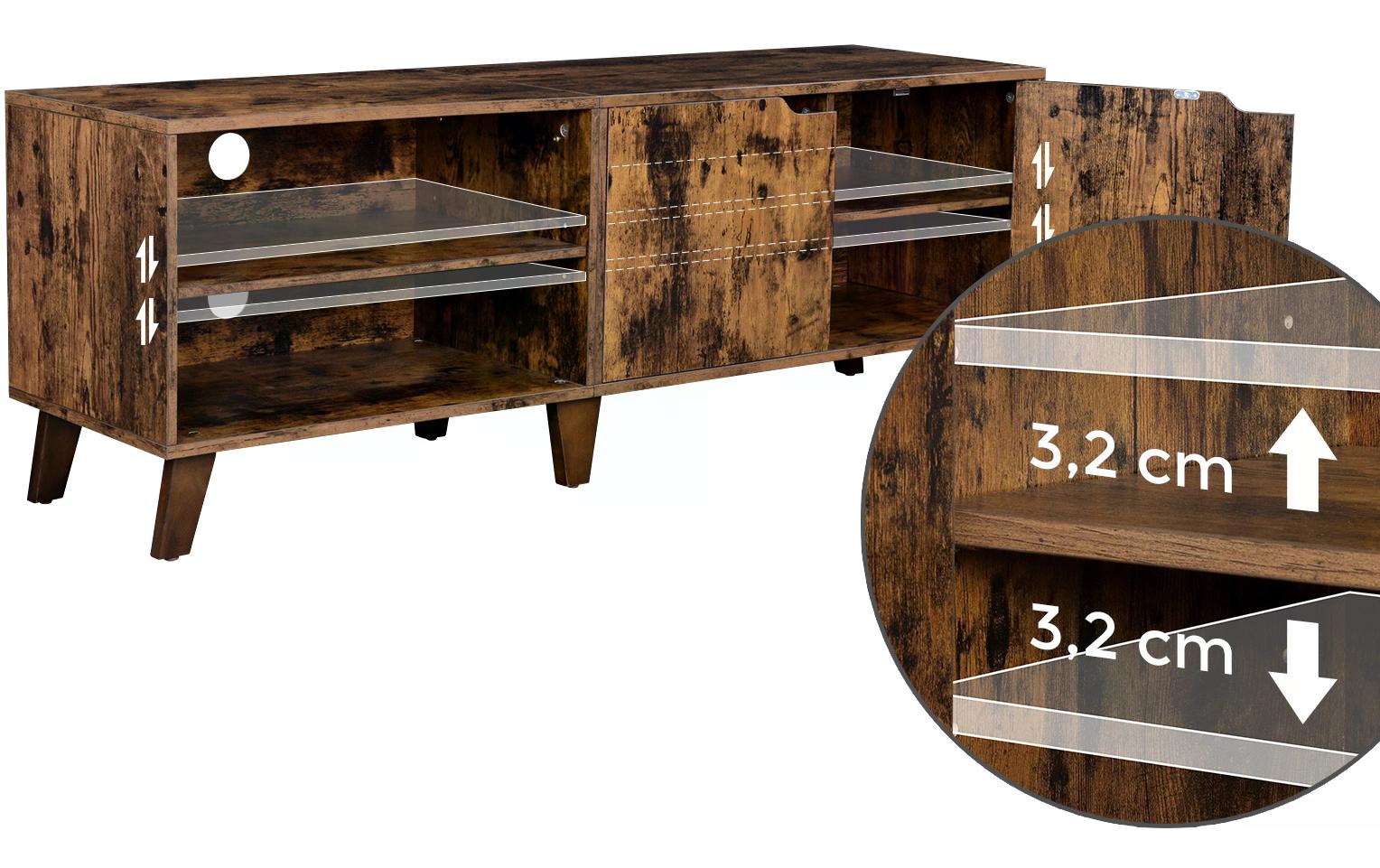 VASAGLE TV-Möbel mit 2 Ablagen 140 x 40 x 50 cm, Braun VASAGLE TV-Möbel mit 2 Ablagen 140 x 40 x 50 cm, Braun