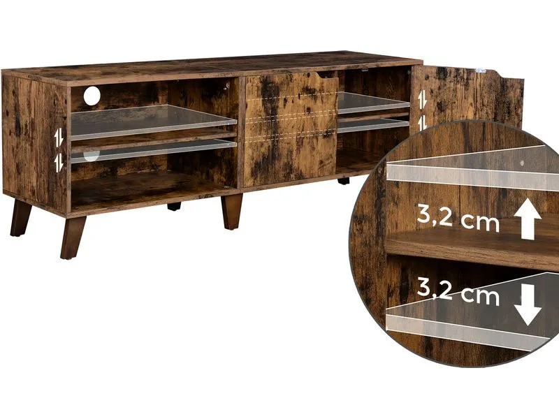 VASAGLE TV-Möbel mit 2 Ablagen 140 x 40 x 50 cm, Braun VASAGLE TV-Möbel mit 2 Ablagen 140 x 40 x 50 cm, Braun