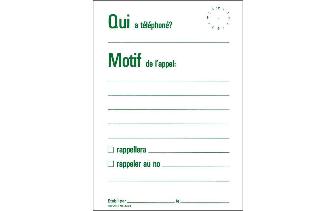 Favorit Telefonblock Mitteilung A6, Französisch, 60 Blatt Favorit Telefonblock Mitteilung A6, Französisch, 60 Blatt