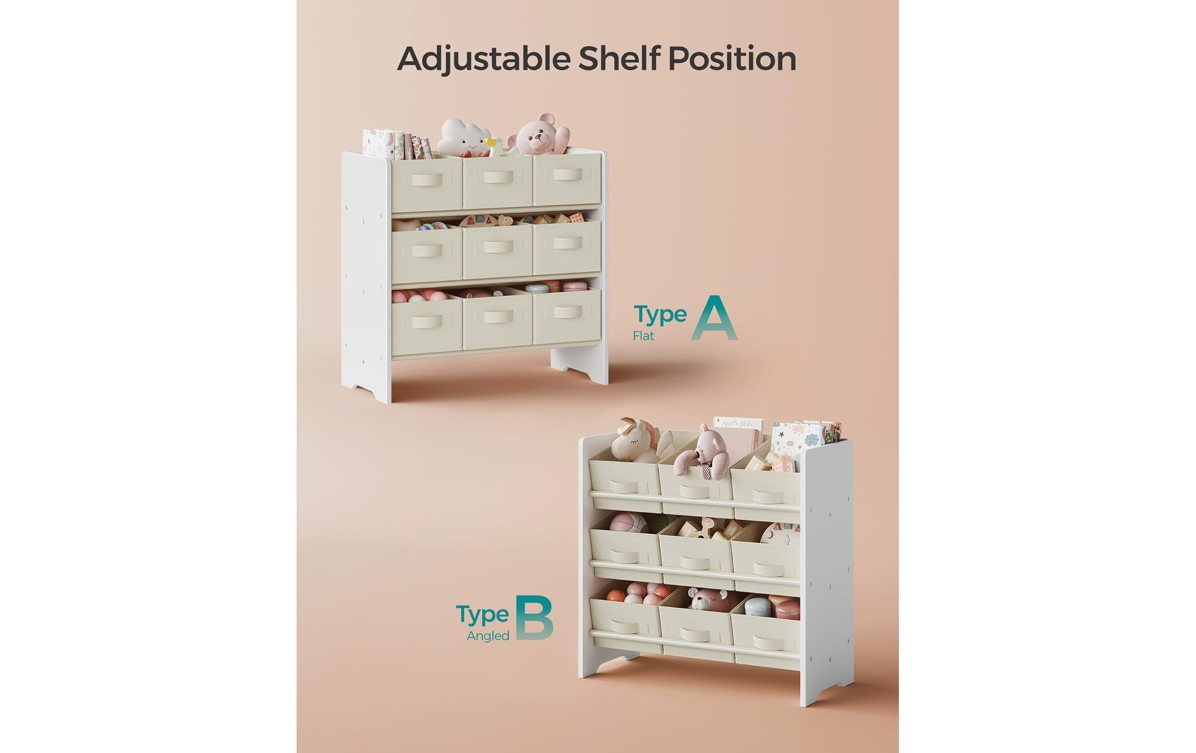 Songmics Ablageregal mit 9 Boxen 62.5 cm x 60 cm, Weiss