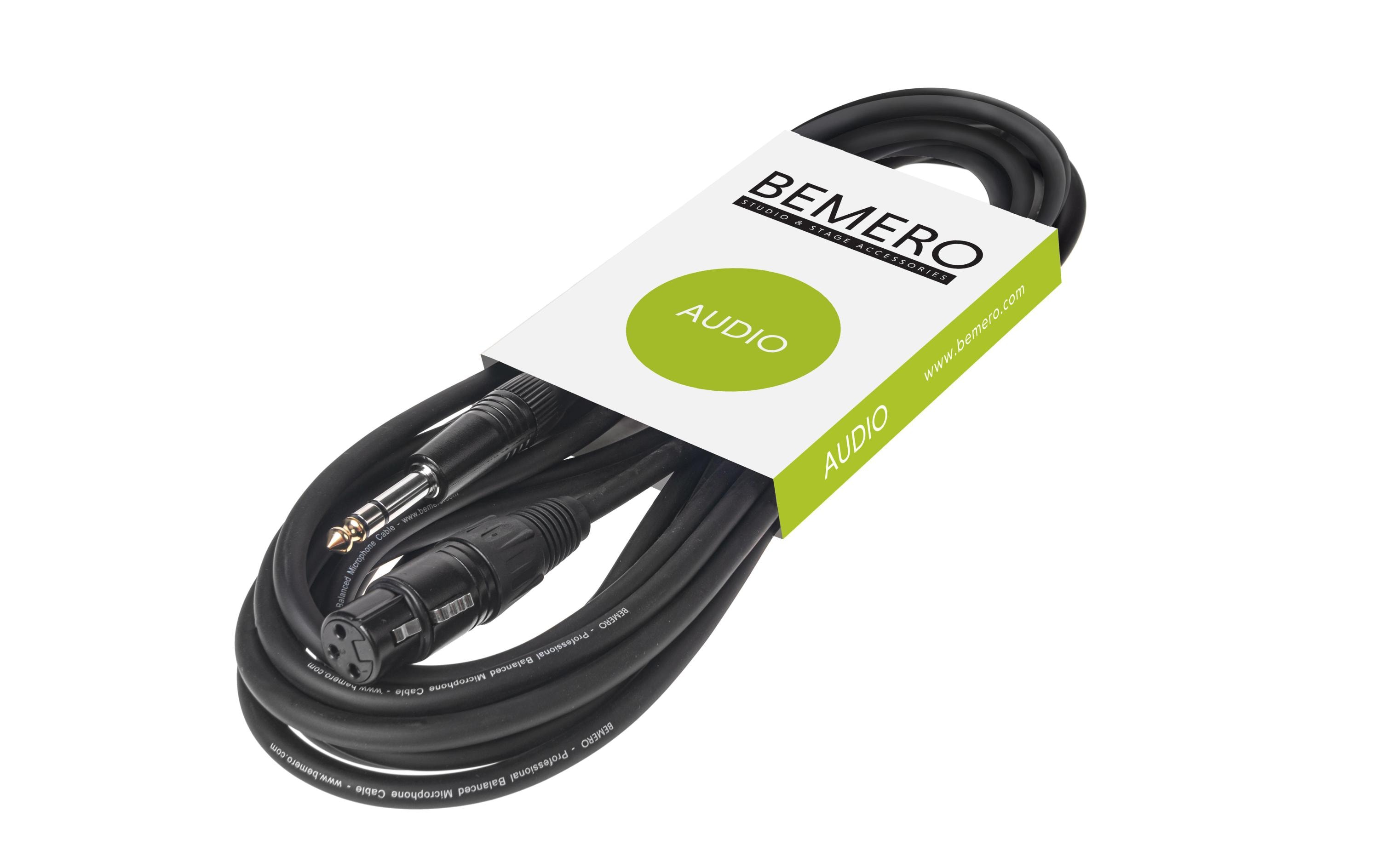 Bemero XLR-Kabel XLRf - 6.3 Klinken symmetrisch 3 m, Schwarz