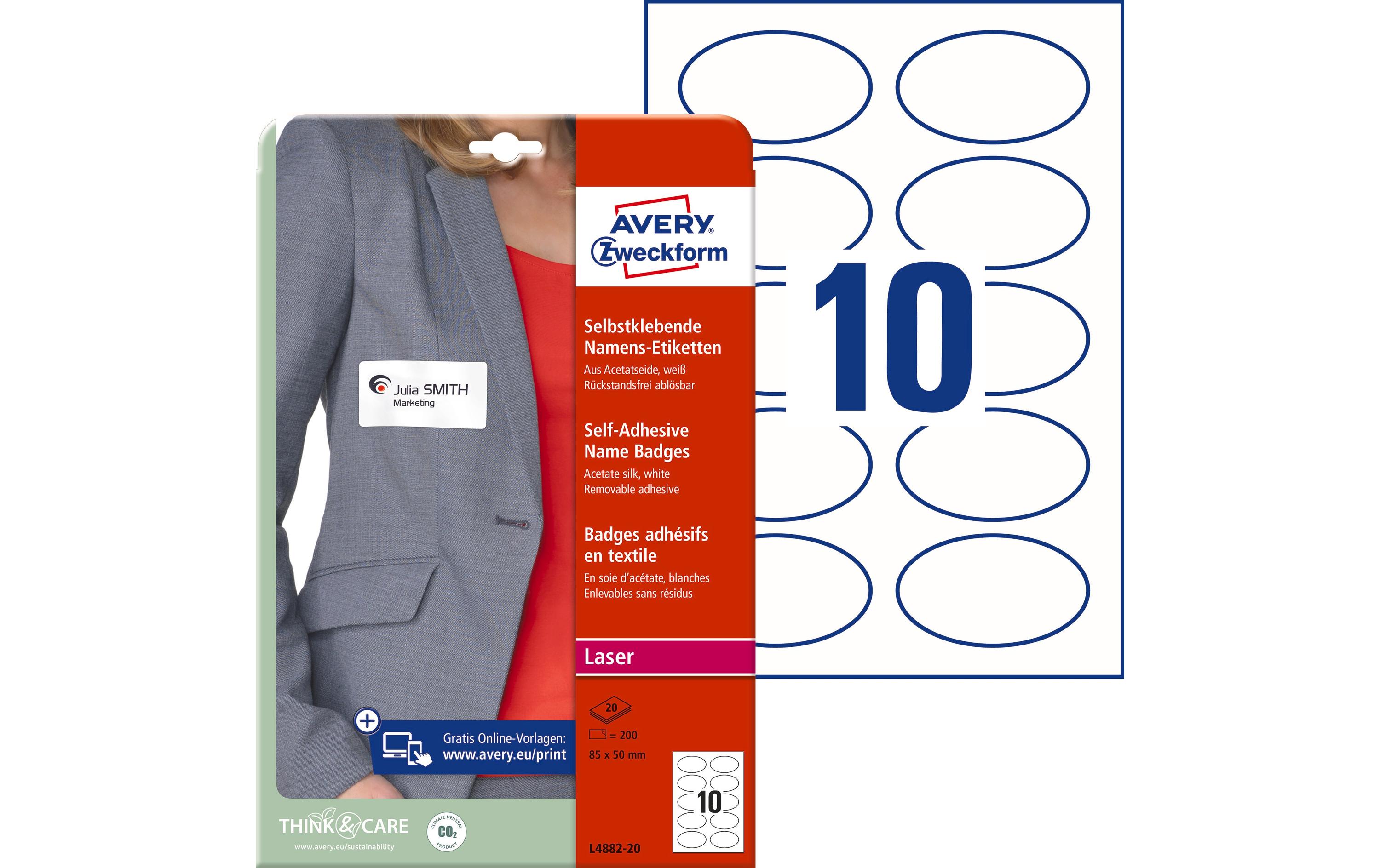 Avery Zweckform Namensetiketten 85 x 50 mm, 20 Blatt