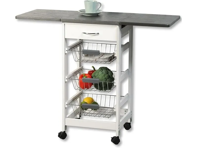 Kesper Küchenwagen mit ausklappbarer Arbeitsplatte Weiss Grau Kesper Küchenwagen mit ausklappbarer Arbeitsplatte Weiss Grau