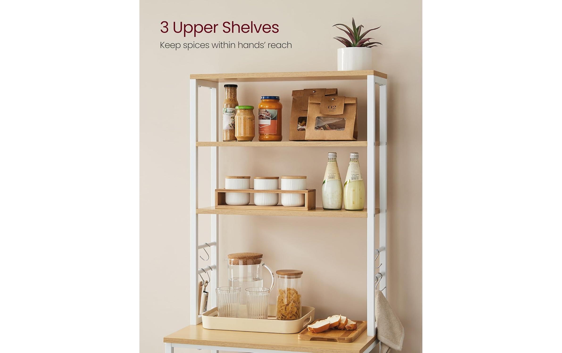 VASAGLE Küchenregal mit 6 Haken Weiss