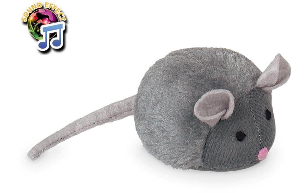 Nobby Katzen-Spielzeug Maus mit Stimme, 15 cm, Grau