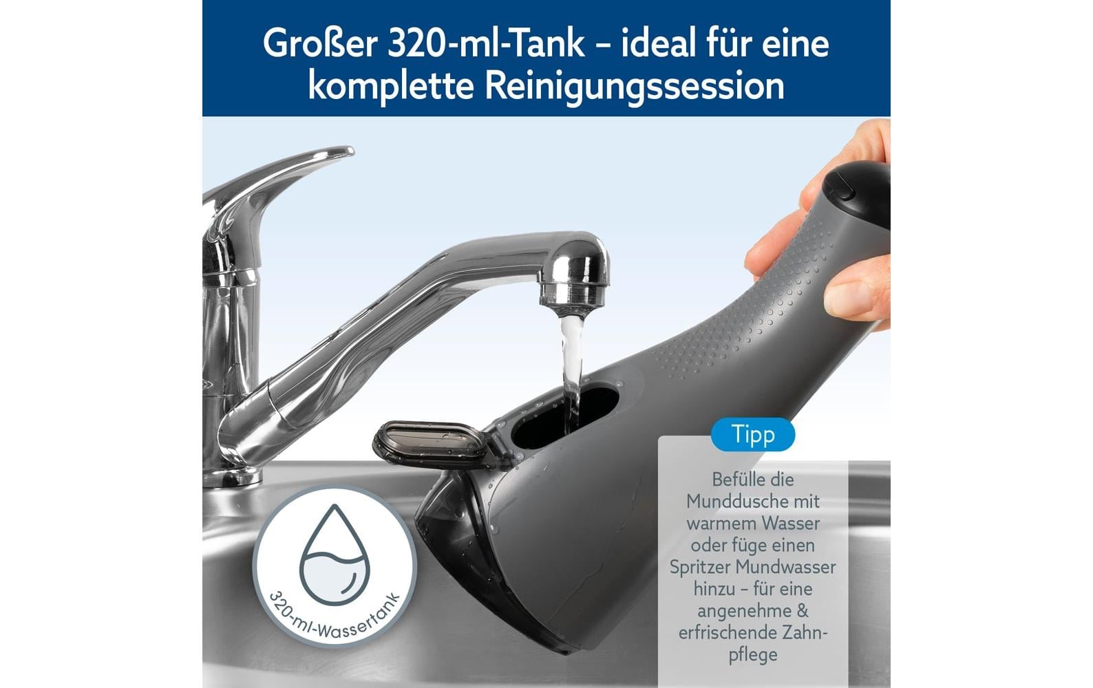 VITALmaxx Munddusche mit 8 Aufsätzen, Anthrazit