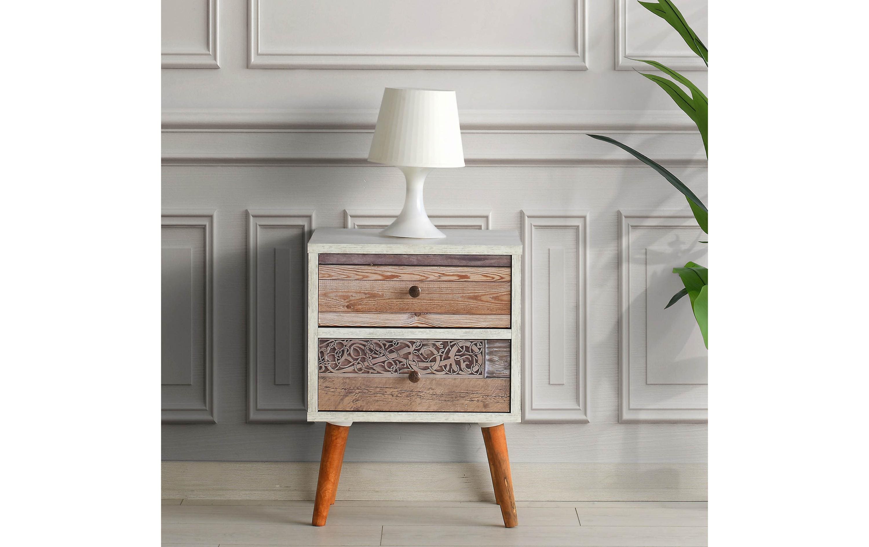 Woody Fashion Nachttisch Malmo 40 x 55 cm, Mehrfarbig