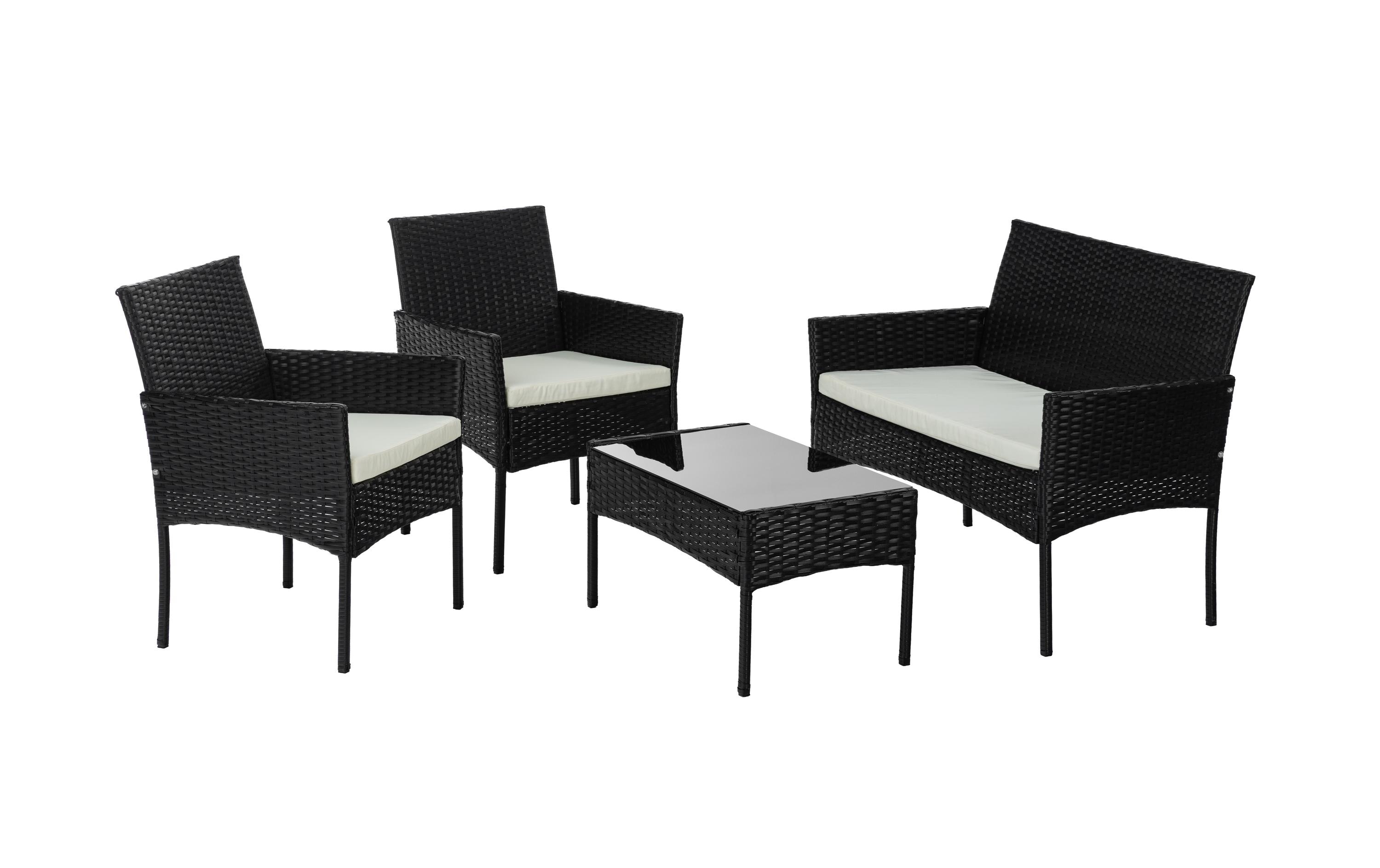 COCON Loungeset Brione, Schwarz/Weiss, 4 Sitzplätze