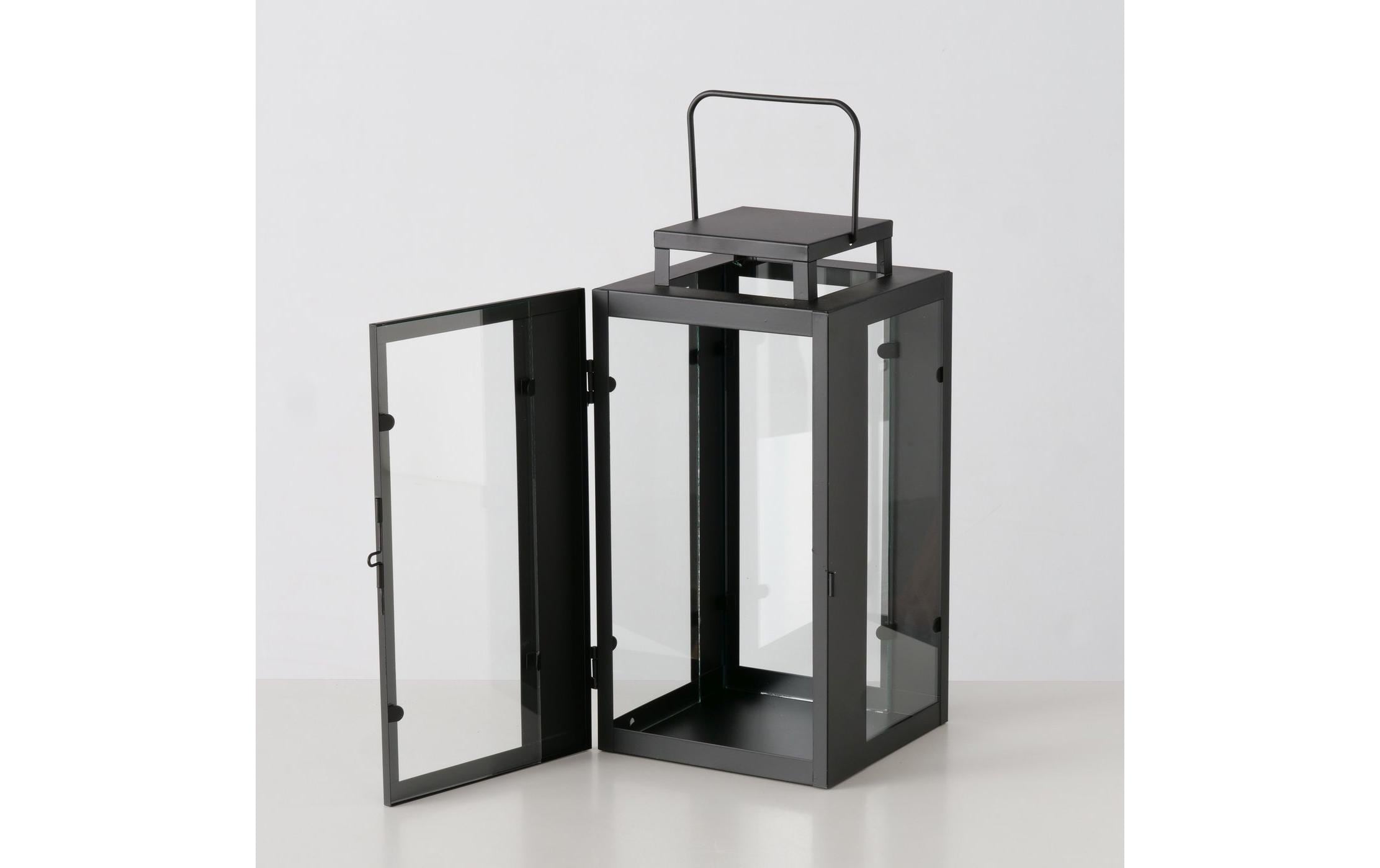 Boltze Laterne Ironedge 2-teilig, Schwarz/Transparent
