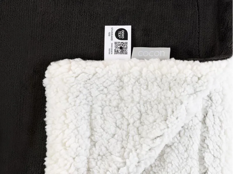COCON Decke Fleece Sherpa 150 x 200 cm, Anthrazit-Weiss