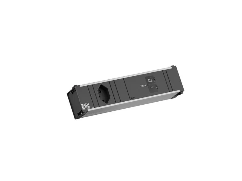 Bachmann Einbausteckerleiste CONI S 1xT13 1xUSB C/C 100W 0.2m schwarz Bachmann Einbausteckerleiste CONI S 1xT13 1xUSB C/C 100W 0.2m schwarz