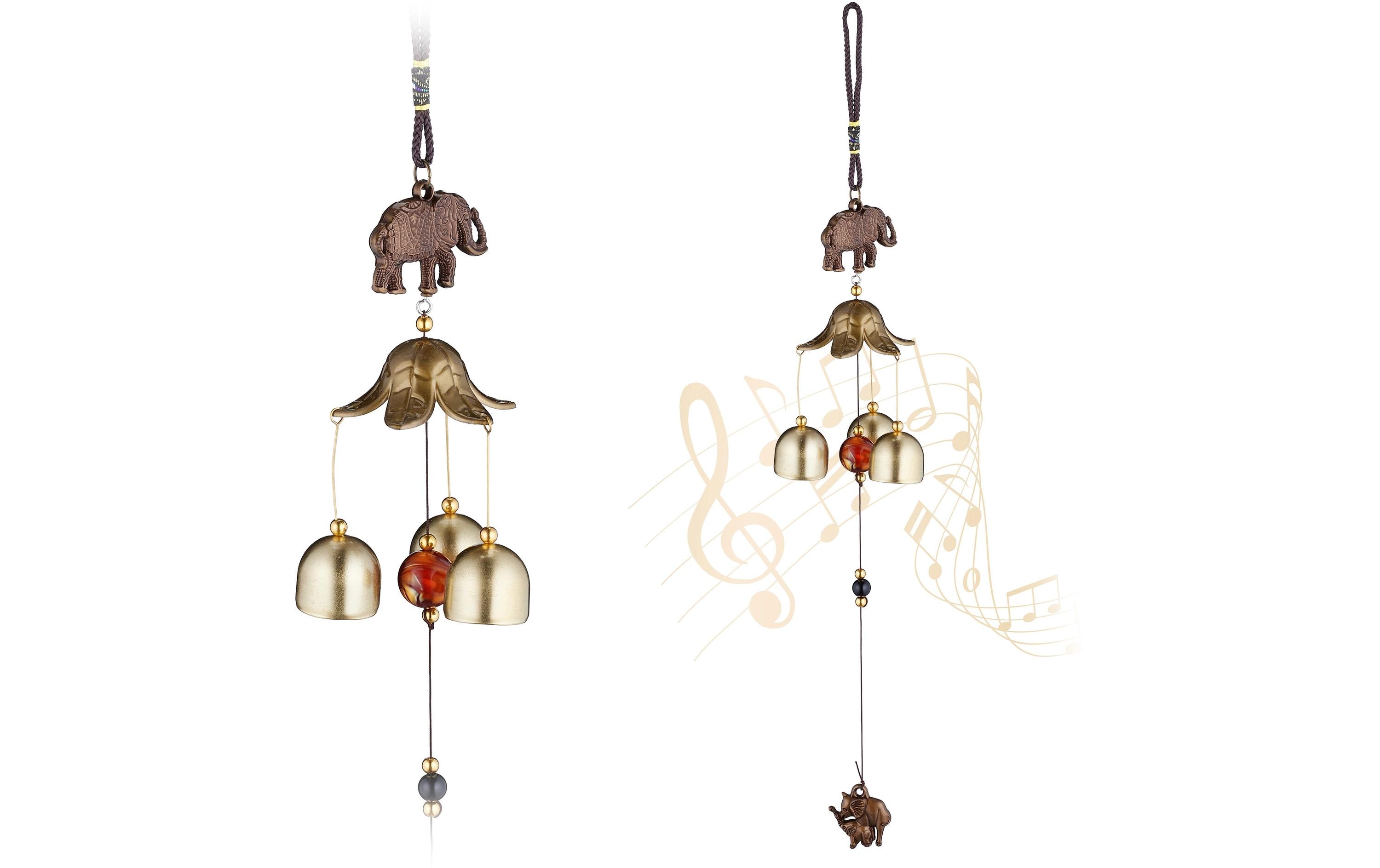 relaxdays Windspiel Feng Shui Elefanten 45.5 cm