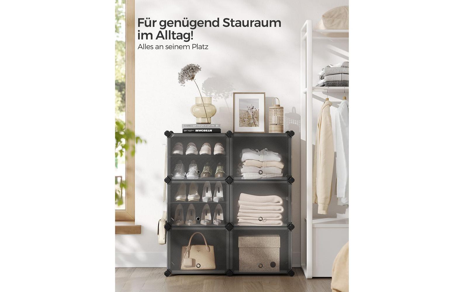 Songmics Schuhboxen stapelbar 124 x 94 cm, Schwarz