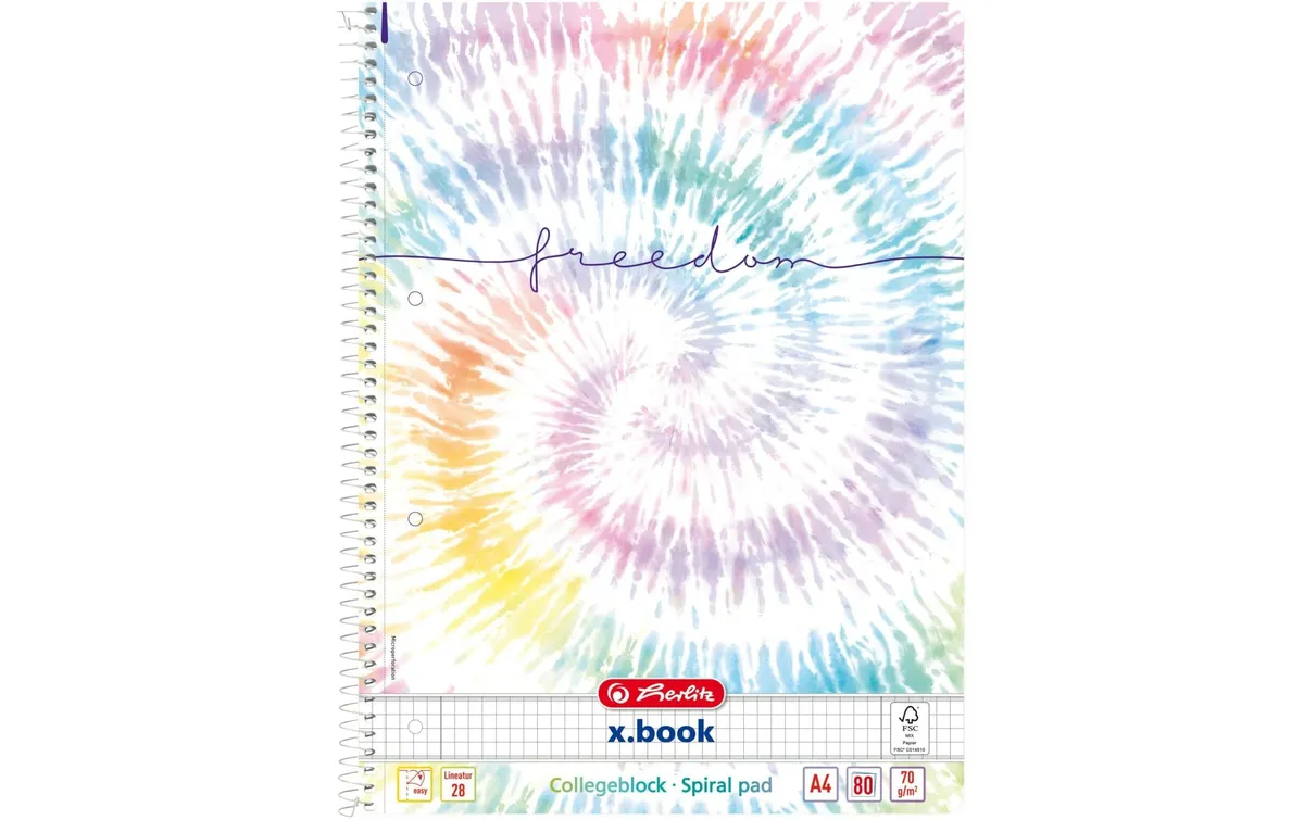 Herlitz Spiralblock New Baltik Freedom Kariert, 80 Blätter, A4 Herlitz Spiralblock New Baltik Freedom Kariert, 80 Blätter, A4