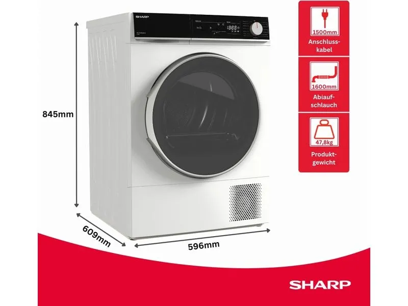 Sharp Wäschetrockner KD-NHA0S6GW1C 10 kg Weiss Rechts Sharp Wäschetrockner KD-NHA0S6GW1C 10 kg Weiss Rechts