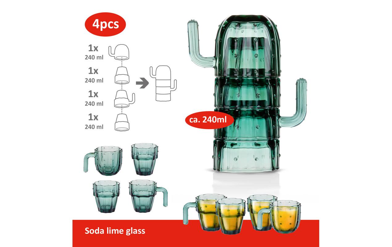 alpina Trinkglas Kaktus 240 ml, 4 Stück, Grün