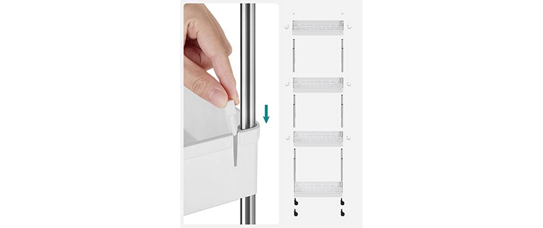 Songmics Nischenwagen mit 4 Ablagen 40 x 86 x 22 cm, Weiss
