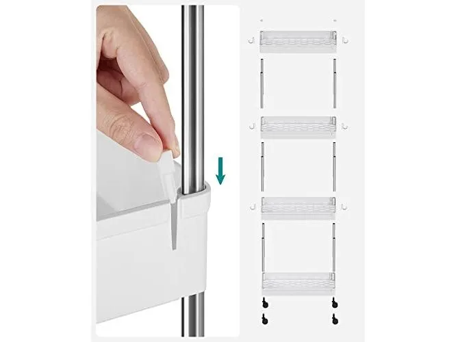 Songmics Nischenwagen mit 4 Ablagen 40 x 86 x 22 cm, Weiss Songmics Nischenwagen mit 4 Ablagen 40 x 86 x 22 cm, Weiss