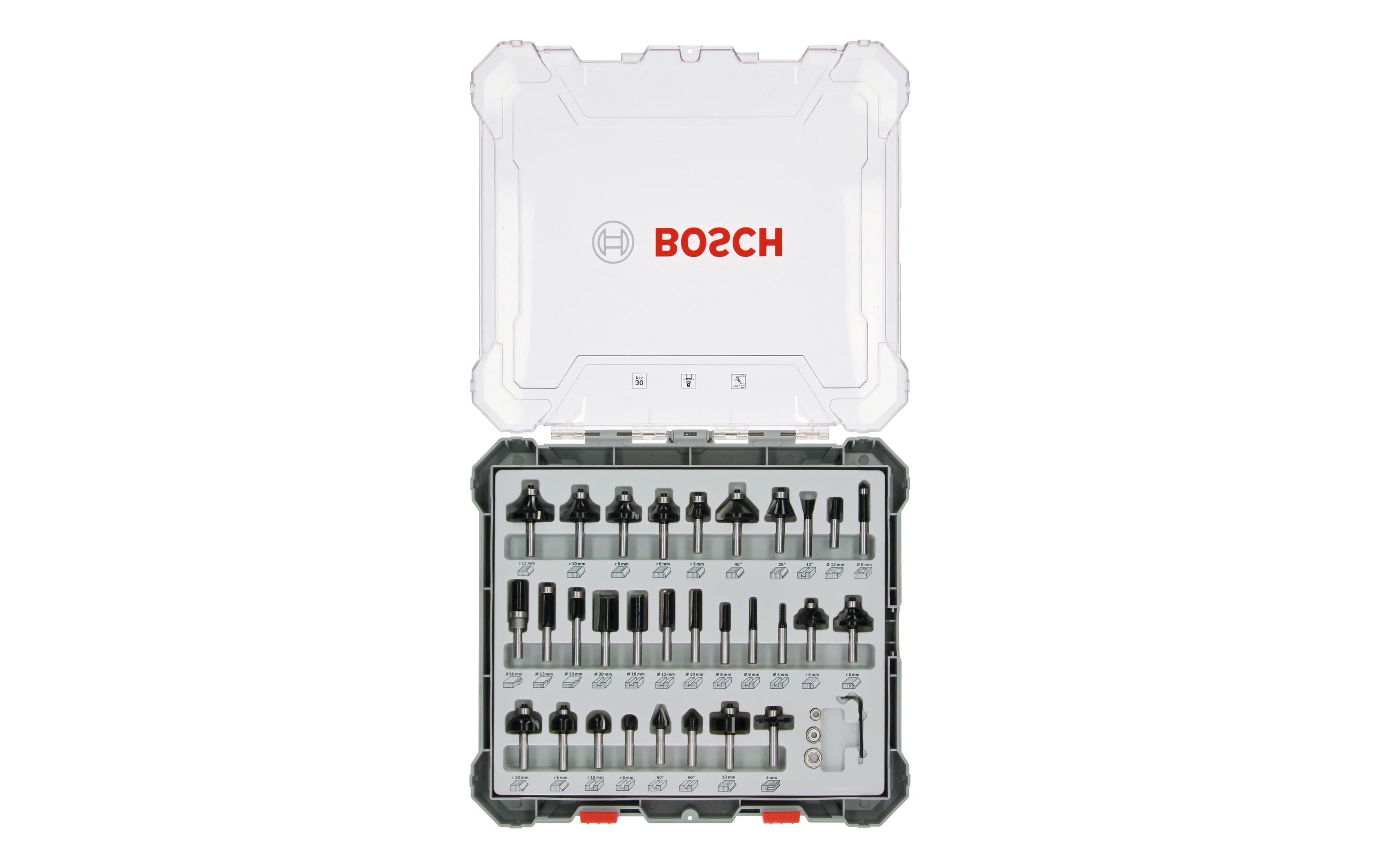 Bosch Professional Fräserset 6 mm-Schaft, 30-teilig Bosch Professional Fräserset 6 mm-Schaft, 30-teilig
