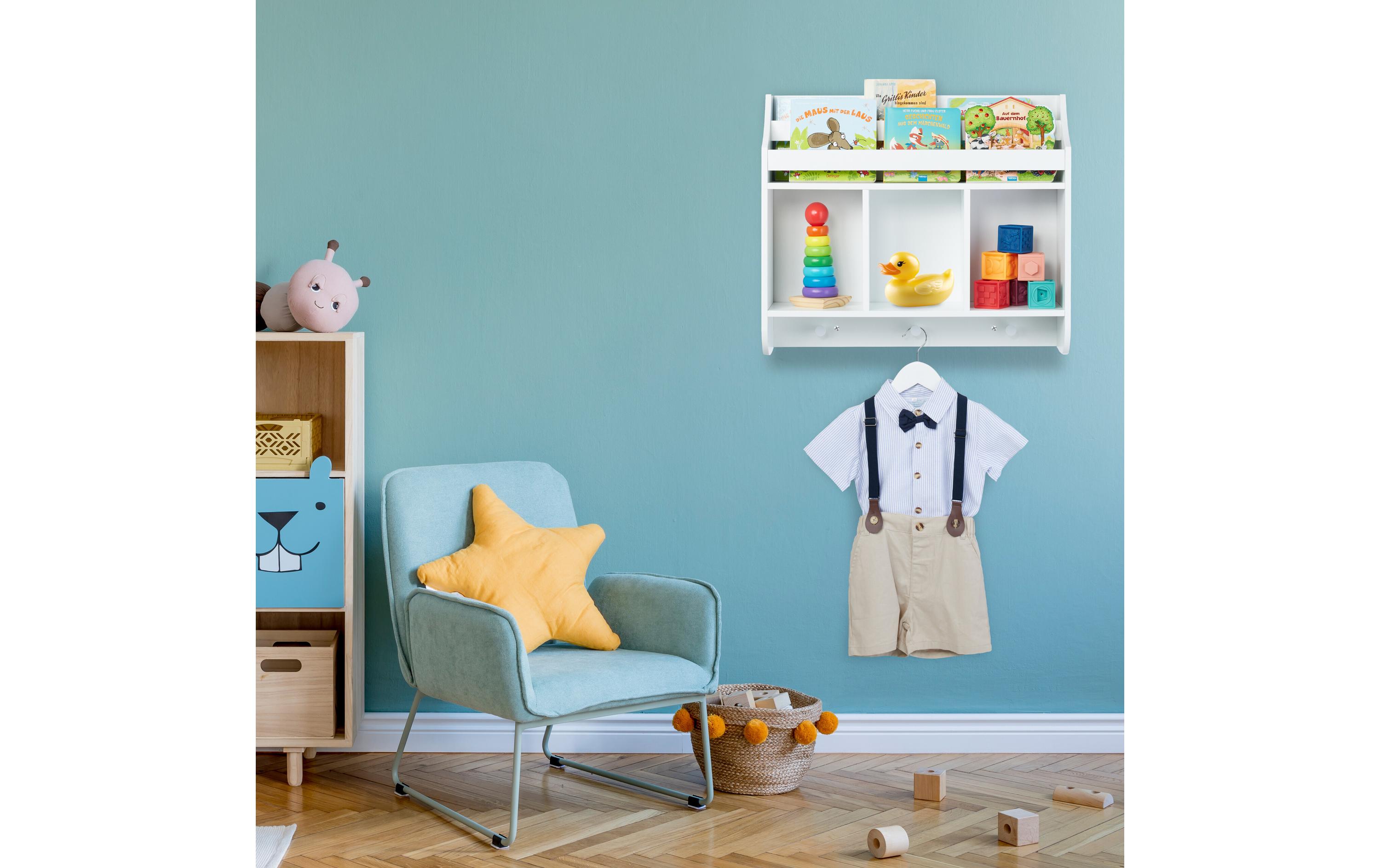 relaxdays Kinderregal mit 5 Fächern Weiss