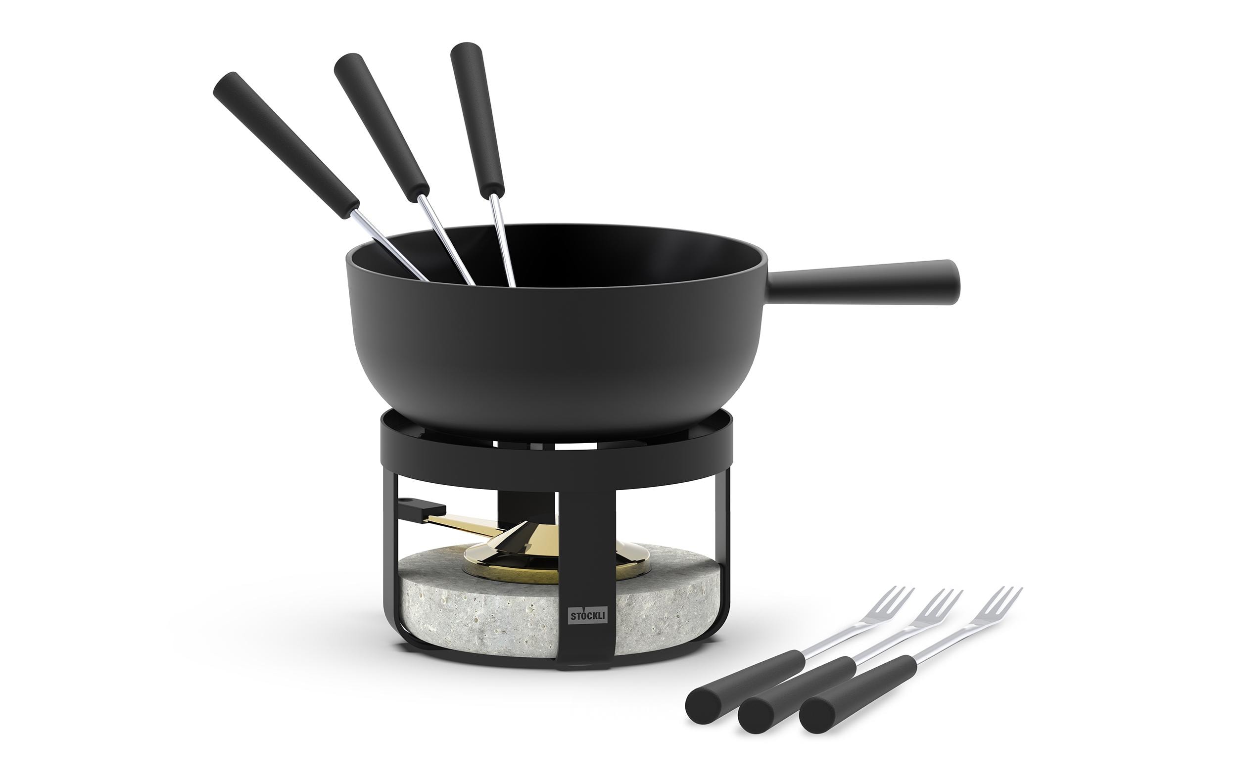 Stöckli Käsefondue-Set Pilatus Stone Classic 22 8 Teile, Schwarz