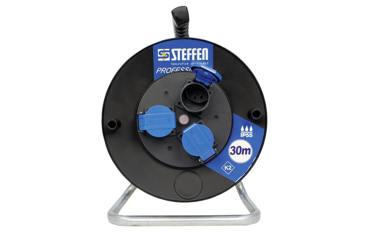 STEFFEN Kabelrolle Professional 30 m 3x T13, IP55, Schwarz STEFFEN Kabelrolle Professional 30 m 3x T13, IP55, Schwarz