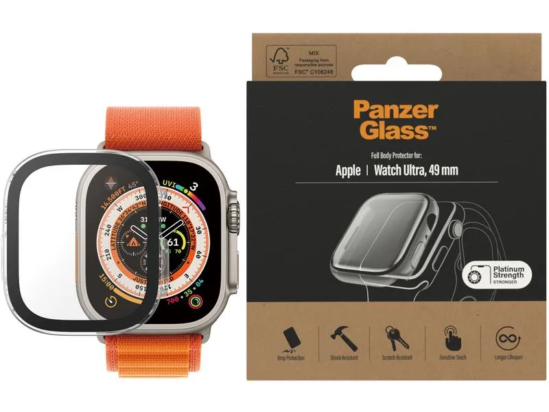Panzerglass Displayschutz Full Body Apple Watch Ultra Transparent Panzerglass Displayschutz Full Body Apple Watch Ultra Transparent