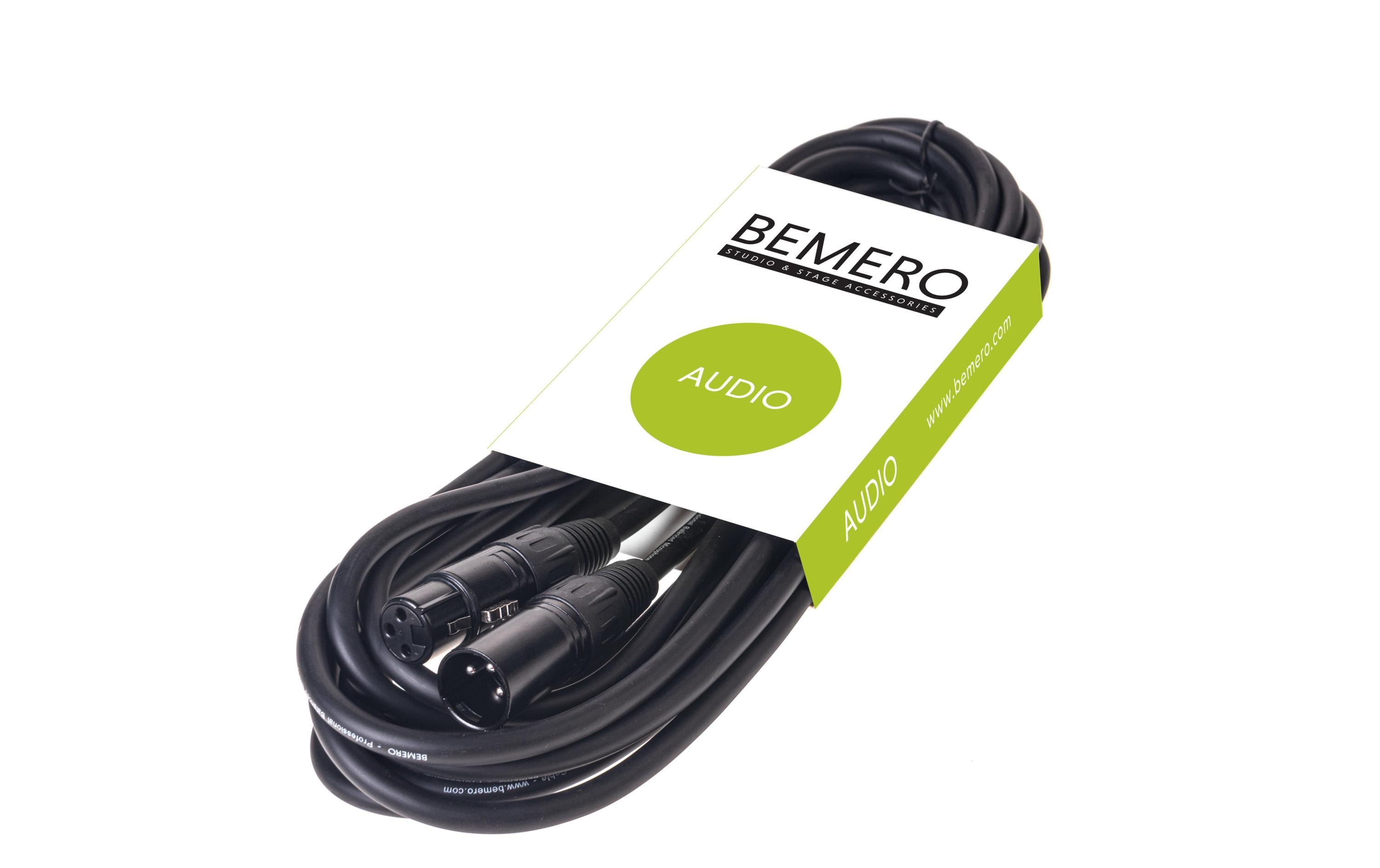 Bemero XLR-Kabel XLRf XLRm symmetrisch 3 m, Schwarz
