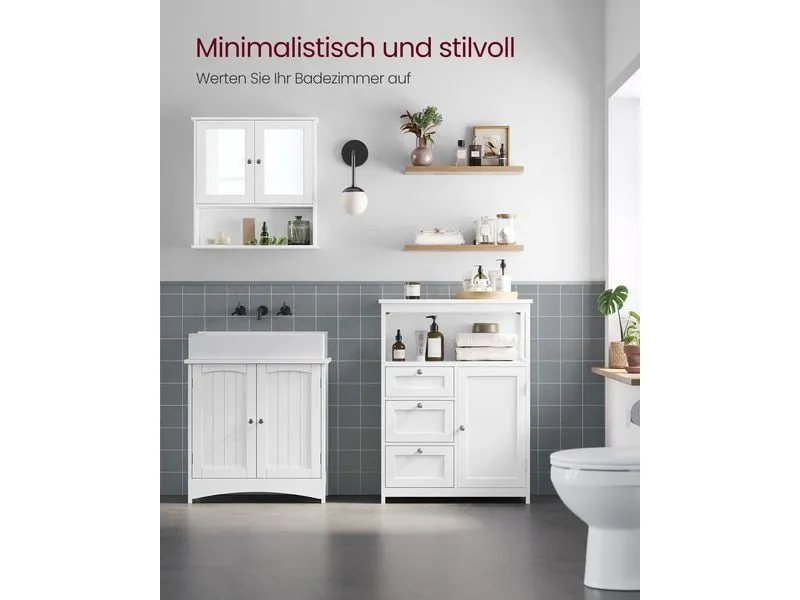 VASAGLE Kommode Floor Cabinet, MDF, 60 x 80 cm, Weiss VASAGLE Kommode Floor Cabinet, MDF, 60 x 80 cm, Weiss