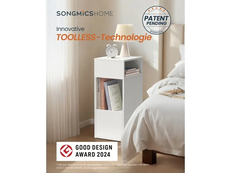 Songmics Nachttisch 25 x 59.4 cm, Weiss Songmics Nachttisch 25 x 59.4 cm, Weiss
