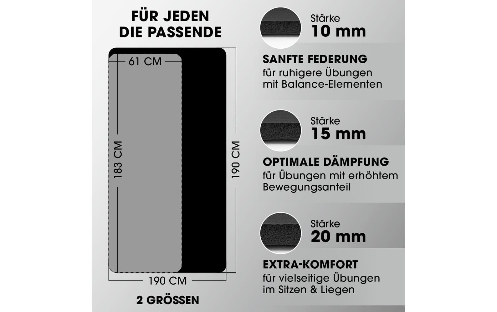 World Fitness Fitnessmatte Yamuna 183 cm x 61 cm, Schwarz