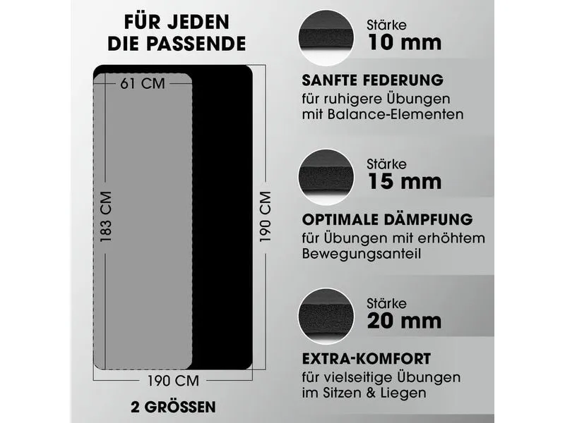 World Fitness Fitnessmatte Jivan 183 cm x 61 cm, Schwarz