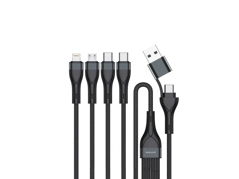 4smarts USB-C/A Multi-Ladekabel 4in2 1.2 m, Schwarz 4smarts USB-C/A Multi-Ladekabel 4in2 1.2 m, Schwarz