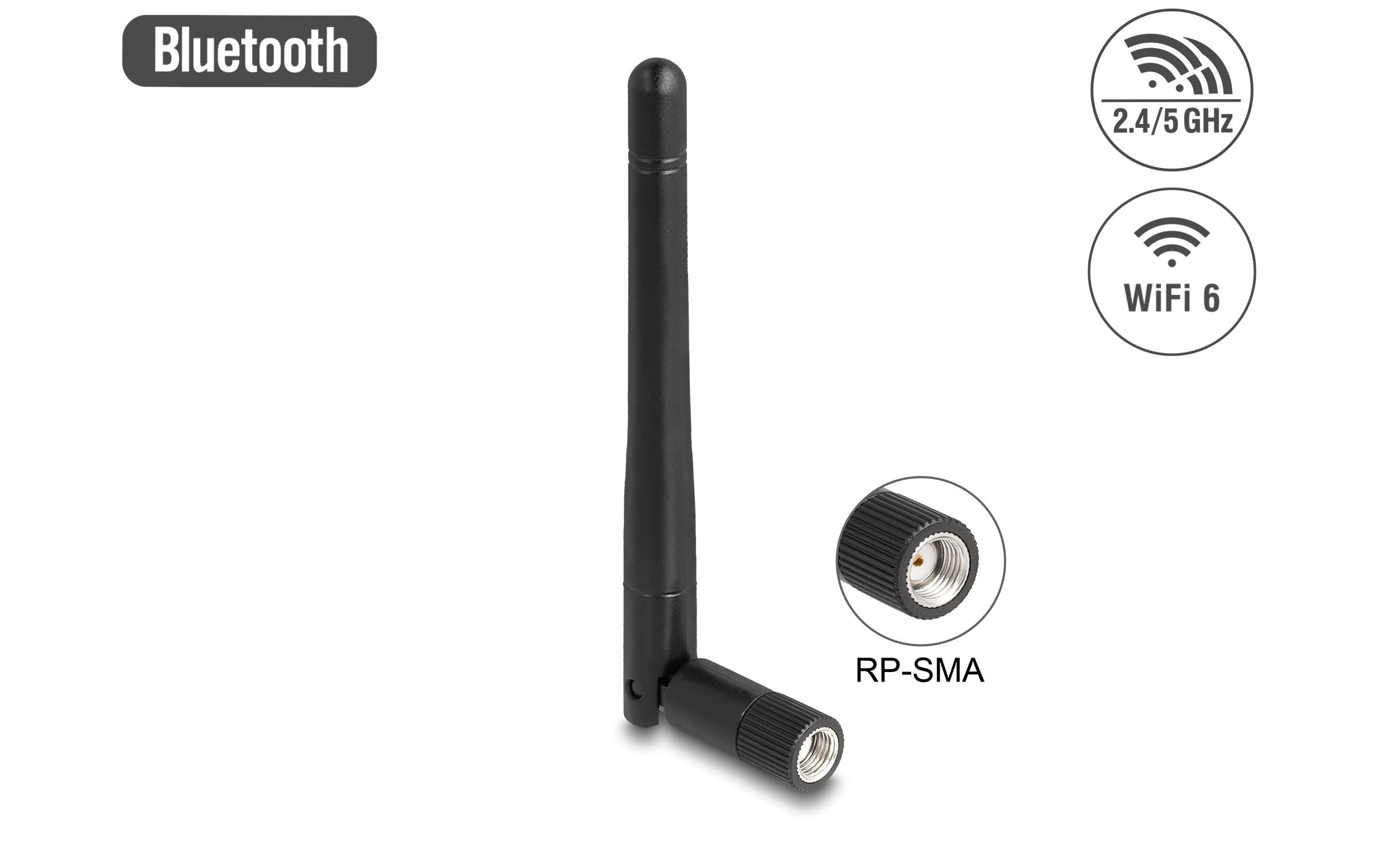 Delock WLAN-Antenne 802.11 ac/ax/a/b/g/n RP-SMA 2 dBi Rundstrahl