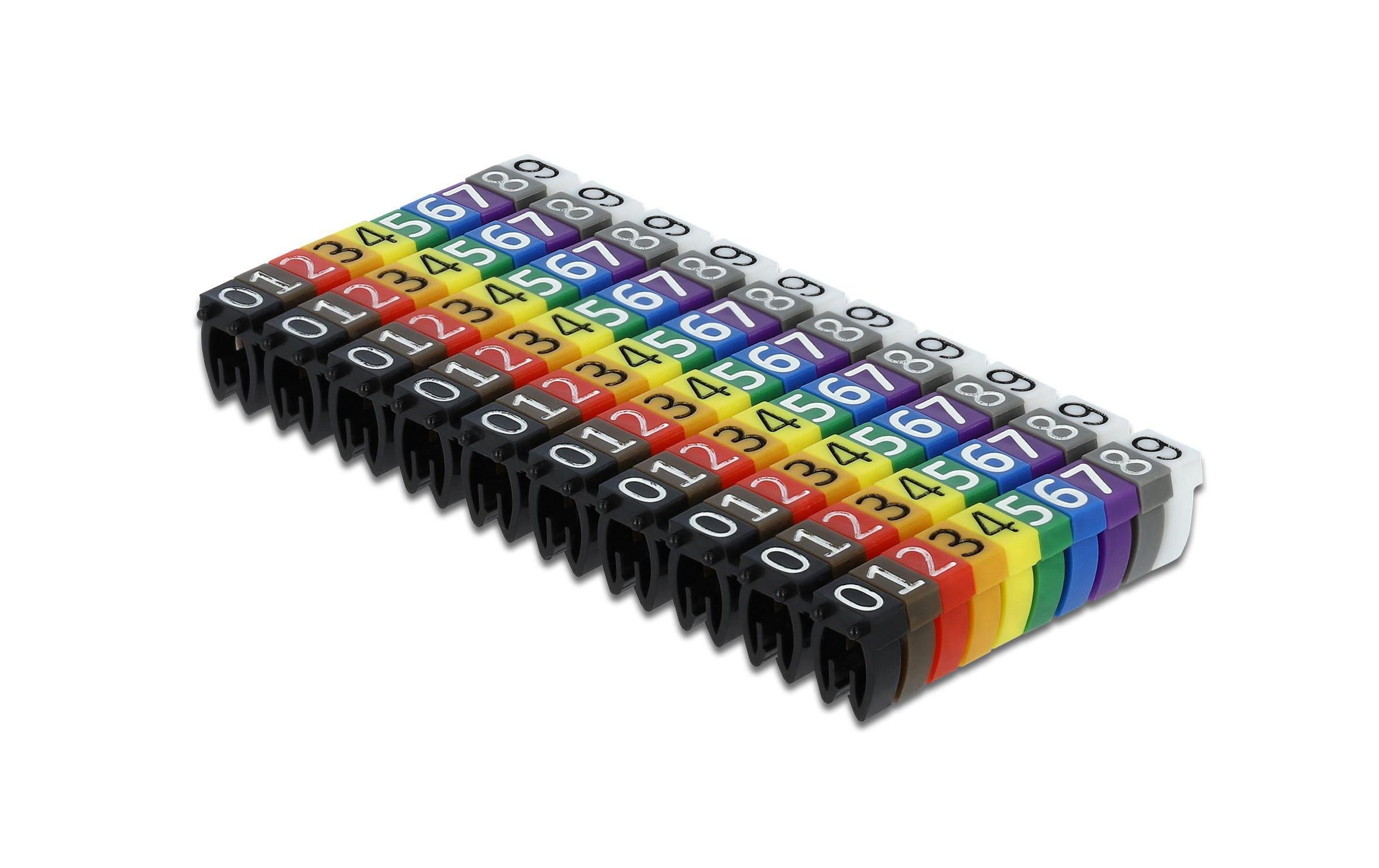 Delock Kabelkennzeichnung Clips 0-9 farbig, 10x 10er Sets. Delock Kabelkennzeichnung Clips 0-9 farbig, 10x 10er Sets.