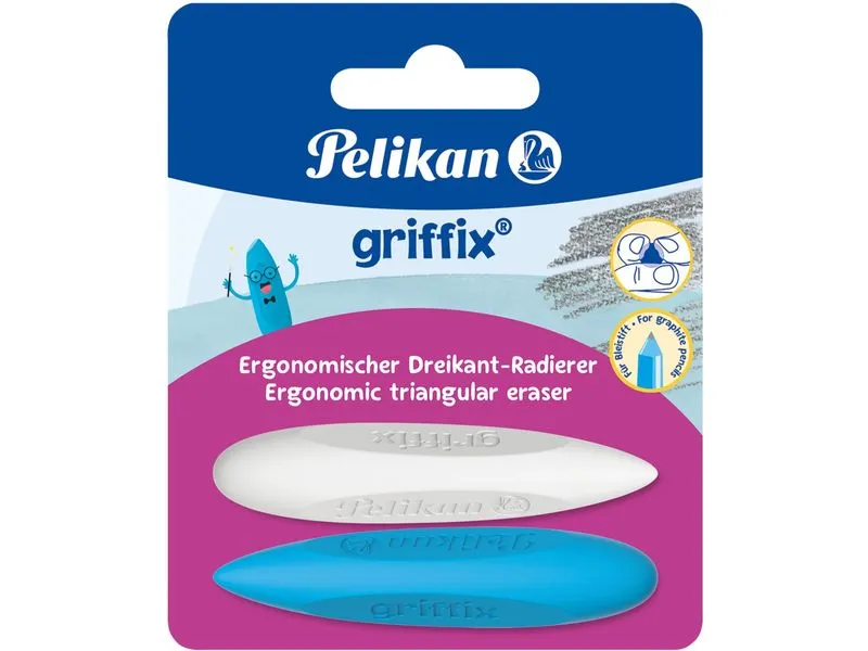 Pelikan Radiergummi Griffix 2 Stück, farbig, Blister Pelikan Radiergummi Griffix 2 Stück, farbig, Blister