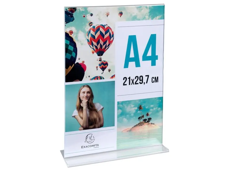 Exacompta Tischaufsteller A4 T-Form Hochformat – Kristall A4