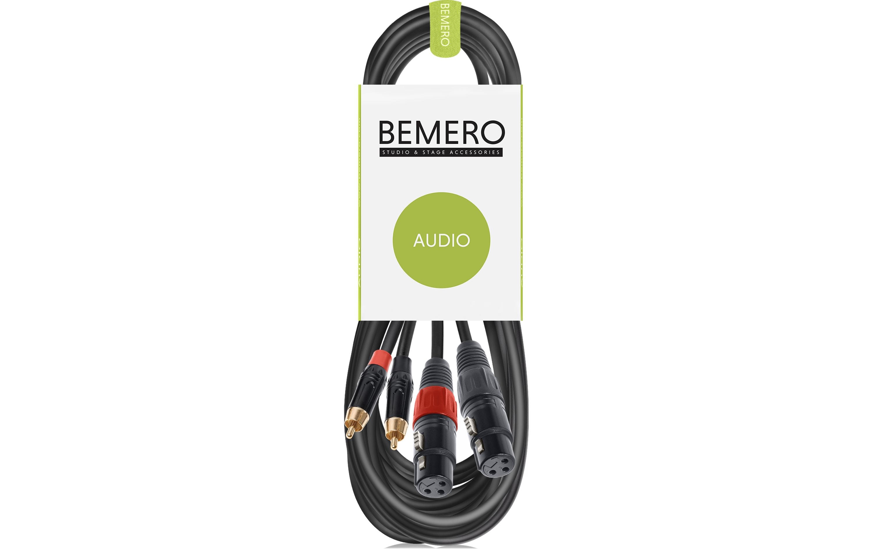 Bemero BAC2544-600BK 2x XLRf - 2x RCAm 6m 6 m, Schwarz