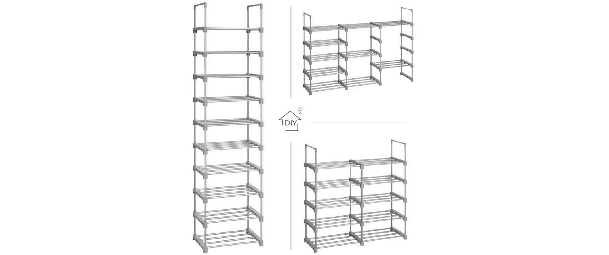 Songmics Schuhregal 30 cm x 174 cm, Grau
