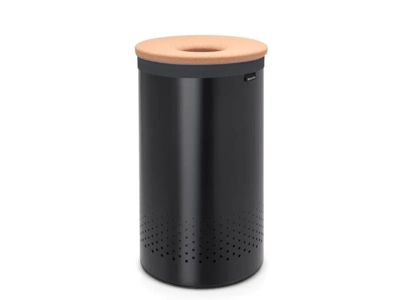 Brabantia Wäschesammler mit Korkdeckel, 60 Liter, Schwarz Brabantia Wäschesammler mit Korkdeckel, 60 Liter, Schwarz