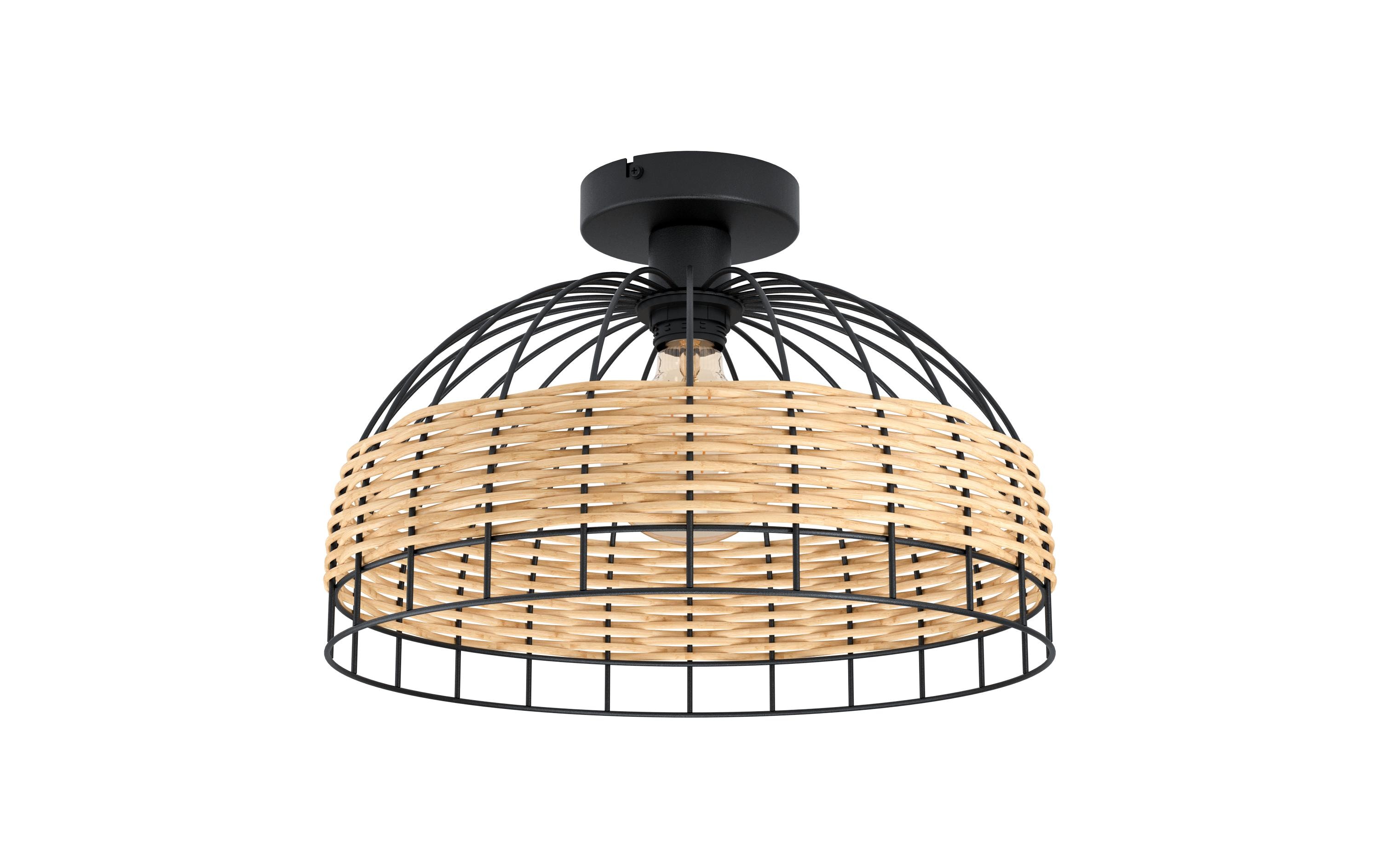 EGLO Leuchten Deckenleuchte ANWICK 1x E27, Schwarz/Natur